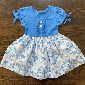 Eleanor Rose Blue and White Kids Dress